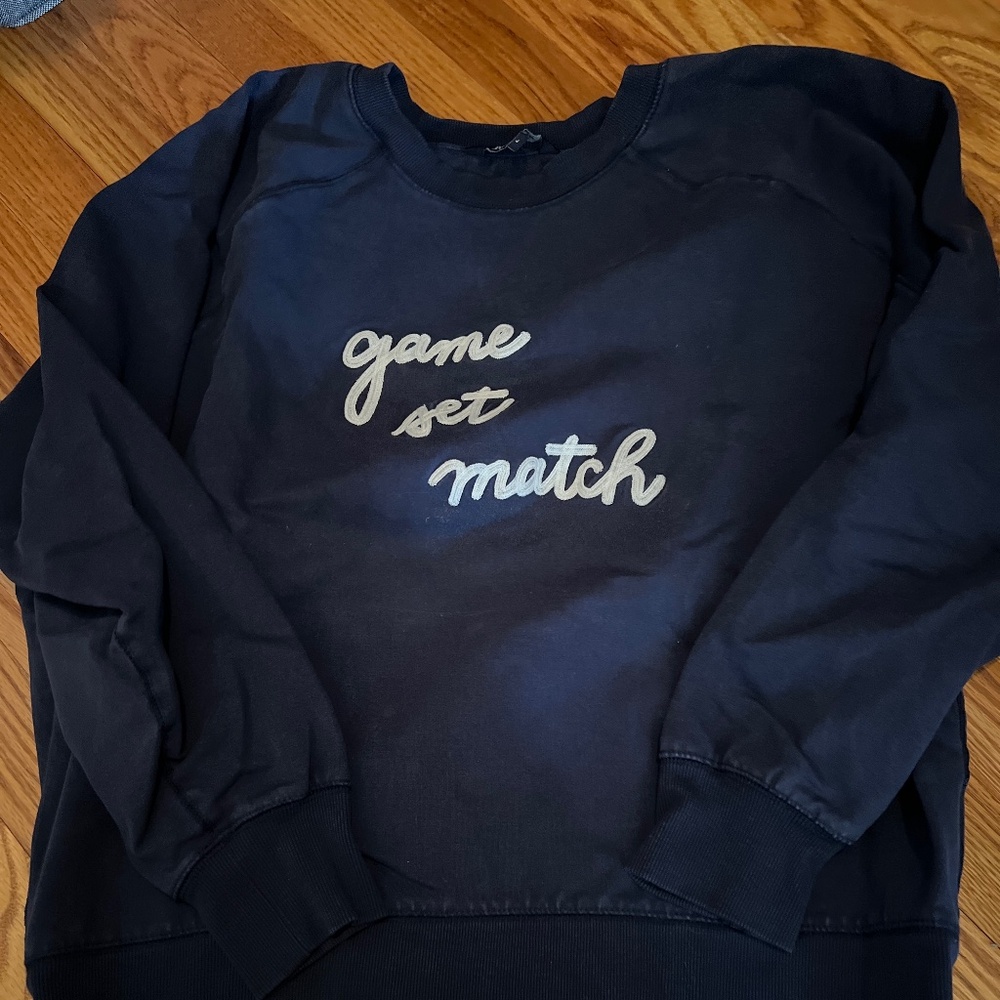 Ame & Lulu Game Set Match Sweatshirt Navy Sz Large